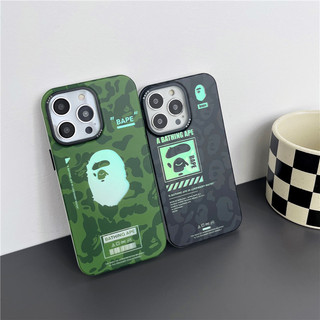 BAPE Vỏ điện thoại ngụy trang mạ điện cao cấp cho iPhone 16 15 14 13 11 12 Pro Max