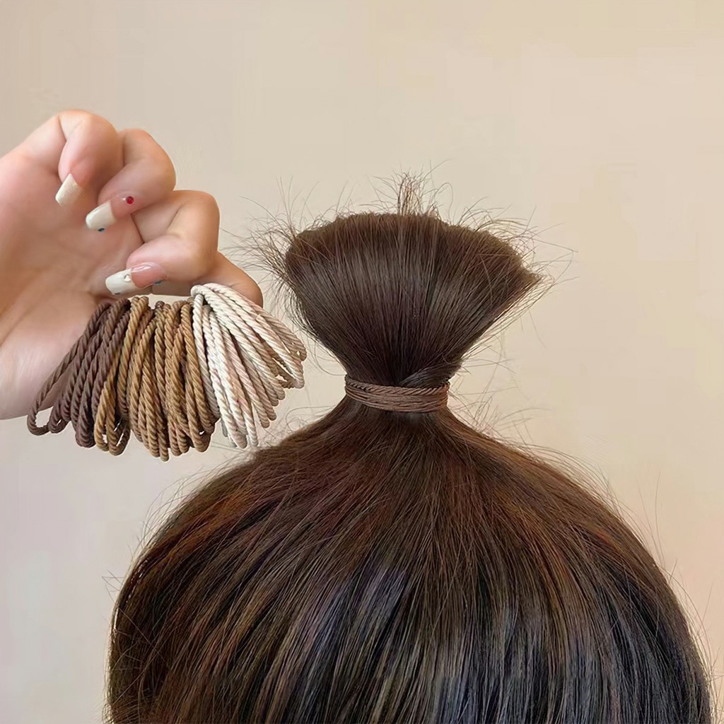 Set 100 Dây buộc Tóc Cao Su Co Giãn Chống Trượt, Không Bị Cấn Tóc, Nhiều Màu Kèm Hộp Trong Suốt Phong Cách Hàn Quốc