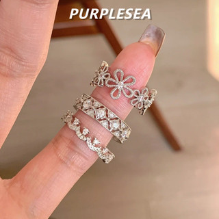Nhẫn Bạc Nữ Hoa Rỗng Kim Cương Nhẫn Có Thể Điều Chỉnh Cho Nữ 3 Bộ Hàn Quốc Phong Cách Nhật Bản Thiết Kế Niche Đơn Giản Và Ngọt Ngào Nhẫn Đa Năng