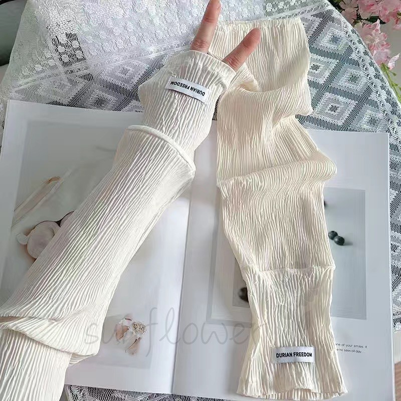 Tay áo chống nắng bằng lụa băng xù dáng rộng, cỡ lớn, phù hợp lái xe màu trơn [hướng dương]