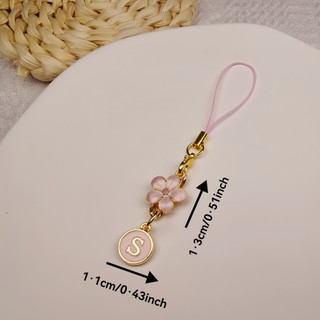 Mặt dây chuyền điện thoại di động diy Pink Cherry Blossom Letter A-Z Mặt dây chuyền Điện thoại di động Mặt dây chuyền