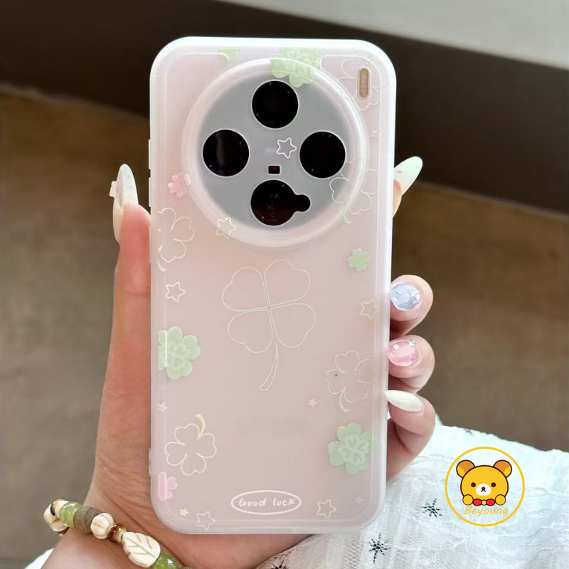 Vỏ Cỏ Bốn Lá May Mắn Cho Meizu 21 Note 20 18 17 16 Note 16 Pro Luck 08 5G 4G Ice Fog Phim Hoạt Hình Ốp lưng Mờ Mềm