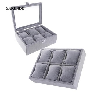 Khay đựng đồ trang sức nhung Garende có gối mềm - Hộp đựng đồ trang sức 6 khe Khay nhung - Hộp trưng bày đồng hồ Khay đựng đồ trang sức có thể xếp chồng lên nhau