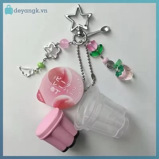 Deyangk 1 Cái Hình Tình Yêu Nhật Bản Pudding Móc Khóa Hồng Vàng Trứng Flan Charm Y2K Retro Thẩm Mỹ Đính Hạt Phụ Kiện VN
