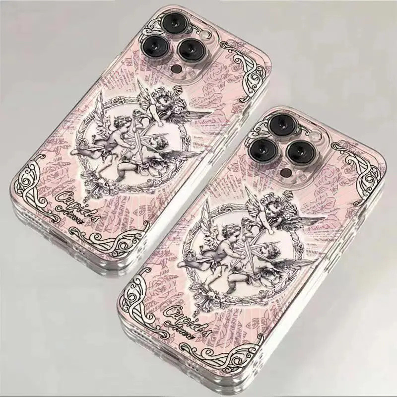 Ốp Lưng Thiên Thần Cupid Retro Thời Trung Cổ Cho Samsung Galaxy A56 A55 A54 A35 A36 A26 A16 A15 A34 A53 S25 S24 S23 Ultra Plus S22 S20 S21 FE Vỏ Mềm Bảo Vệ Silicon Trong Suốt