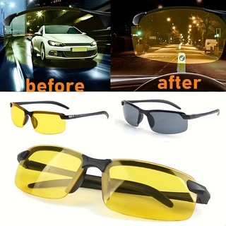 Kính râm lái xe phong cách Aviator ngày & đêm Ống kính chống tia cực tím Tầm nhìn ban đêm chống chói cho buổi tối