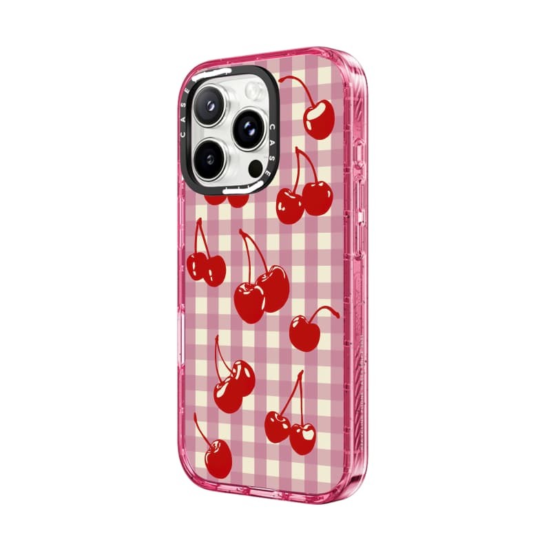 CASECASE X Cherry Gingham Ốp Lưng Màu Hồng Fizz Trong Suốt Cứng Hút Từ Tính Tác Động Dành Cho Apple IPhone 12 13 14 15 16 Pro Max Plus Có Hộp