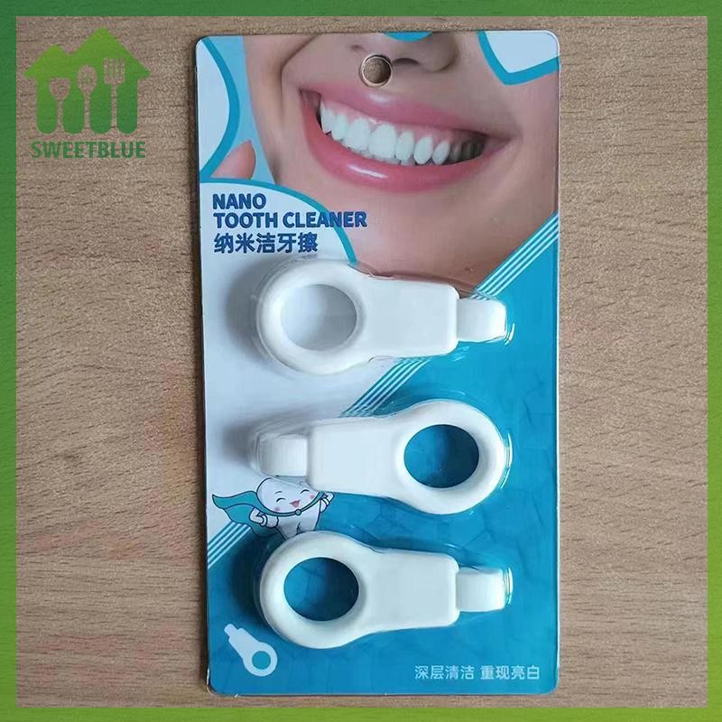 SWEET 3 Cái / bộ Làm Sạch Răng Lau Trẻ Em Loại Bỏ Tartar Mảng Bẩn Loại Bỏ Nano Tẩy Bọt Biển Tẩy Tế Bào Chết n