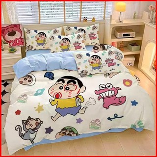 G13 Crayon Shin-chan 3IN1 Ga trải giường Vỏ chăn gối Bộ chăn ga gối Phòng ngủ gia đình Có thể giặt được Bộ đồ dễ thương G13