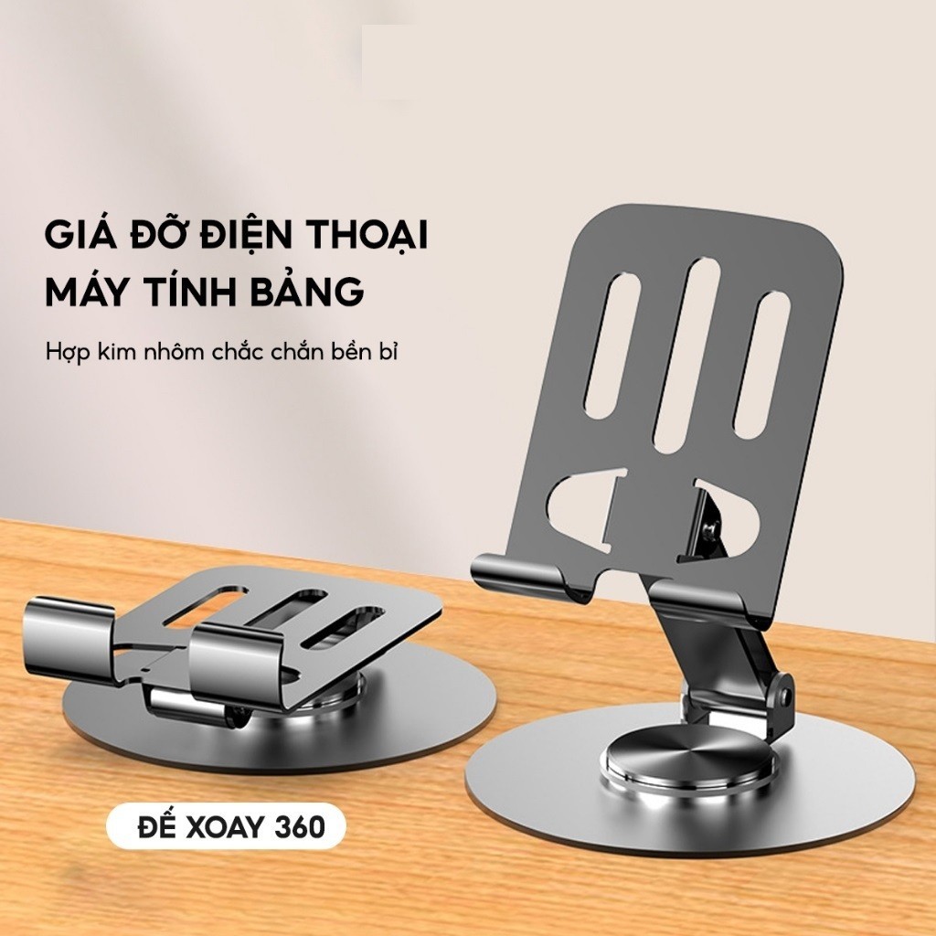 Giá đỡ điện thoại để bàn L98 chân xoay 360 độ tiện lợi bằng hợp kim nhôm gấp gọn