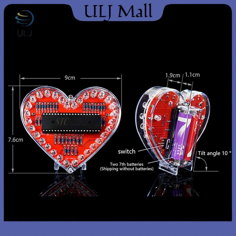 ULJ LED Hình Trái Tim Dòng Chảy Bộ Điện Tử DIY Với 32 Đèn LED Nhiều Màu Sắc DIY Hàn Thực Hành Chạy Bằng Pin.