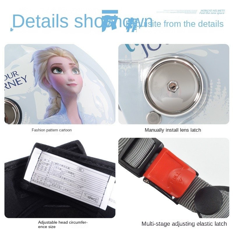QMP Sẵn Sàng Miễn Phí Vận Chuyển Disney 3C Frozen Công Chúa Elsa Nửa Mũ Bảo Hiểm Xe Điện Xe Máy Nữ Nam Mũ Bảo Hiểm Mùa Hè Chống Nắng Trẻ Em