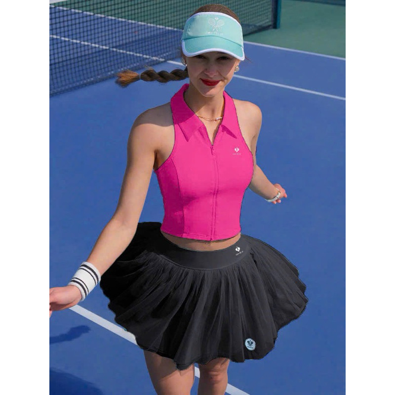 [PICKLEBALL] Set thể thao nữ Pompeche-áo bra khoa suốt lulu kết hơp Chân váy xoè tutu tập pickleball, tennis, gofl
