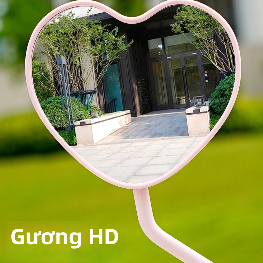 1 Cặp Gương xe máy dễ thương hình trái tim, Gương độ phân giải cao, Gương xe điện，gương xe máy xoay 360 độ，phụ kiện xe điện，gương xe cute