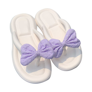 Xixitiao Đáy Mềm Đi Biển Hàn Quốc Nơ Dễ Thương Thời Trang Flip-Flops Nữ
