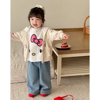 Mùa Xuân Thu Phong Cách Mới Cô Gái Ngọt Ngào Quần Jean Trẻ Em Hoạt Hình Miếng Dán Quần Thường Ngày Bé Rời Quần Dài