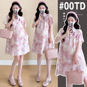 Trang phục bà bầu mùa hè Váy sườn xám dáng rộng thông thường