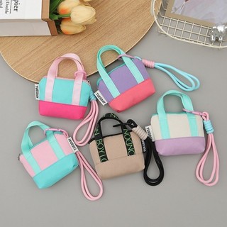 Tai nghe OIWLSAX321, Mini có dây đeo cổ tay Ví đựng tiền xu, Vỏ bảo vệ cáp màu hồng Canvas Dopaamine