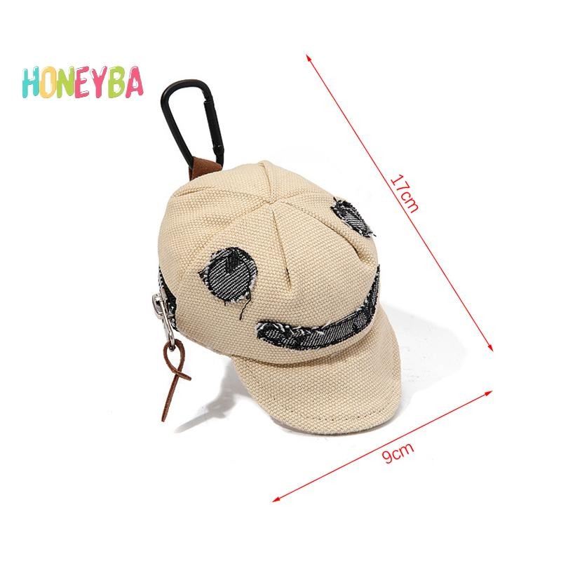 < Honeyba > Sáng Tạo Có Đỉnh Hình Mũ Ví Đựng Tiền Xu Móc Khóa Túi Ví Di Động Mặt Dây Chuyền Tai Nghe Hợp Thời Trang Tổ Chức