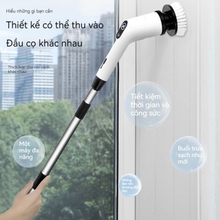 Chổi cọ điện không dây đa năng 9 đầu cọ - Thiết kế thuận lợi làm sạch mọi ngóc ngách máy cọ nhà vệ sinh hiệu quả cao