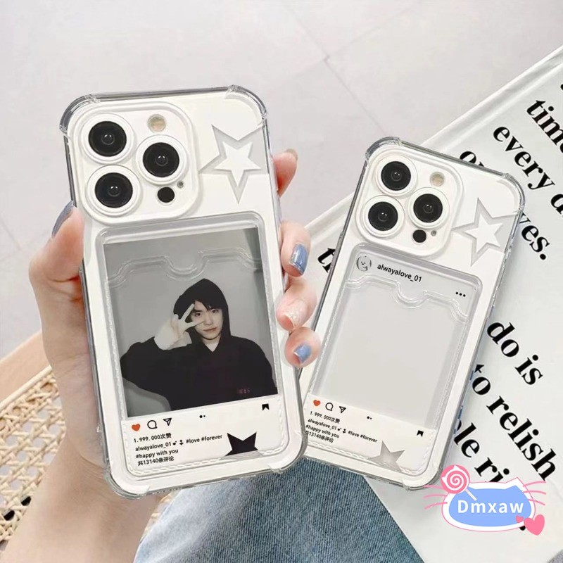 Ốp Điện Thoại Ins Style Star Card Cho OPPO A3 Pro A3X A60 A40 A79 A78 A58 A58X A38 A18 A17 A17K A16 A16K A16E 5G 4G Khung Bốn Góc Trong Suốt Chống Rơi Vỏ Mềm