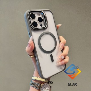 Ốp điện thoại trong suốt từ tính cho iPhone 17 Pro Max 16 Pro Max 15 14 13 12 Pro Max với giá đỡ máy ảnh tích hợp Vỏ chống sốc Mặt sau Acrylic trong suốt cạnh mềm Vỏ bảo vệ toàn bộ ống kính