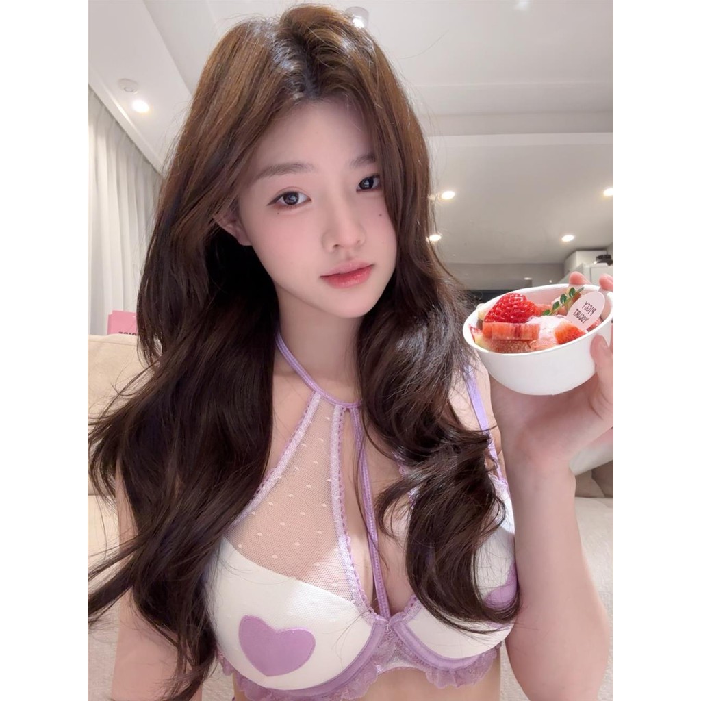 Bộ đồ lót Gạc đẩy dày cổ dây màu tím
