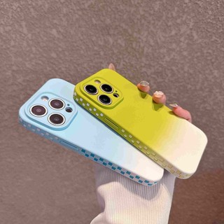 Lưới Vuông Chuyển Màu Hồng Tím Màu Silicon Mềm Ốp Lưng Điện Thoại iPhone 16Promax 16Plus 13 14 15 Pro Max Chống Sốc Bảo Vệ Toàn Diện Nam Nữ Vỏ Di Động