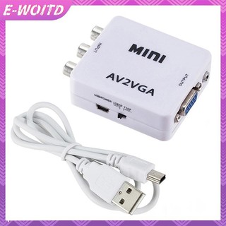 E-woitd AV RCA Sang VGA Video Adapter HD 1080P TV Chuyển Đổi Hộp Chuyển Đổi HNVN