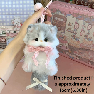 Gói chất liệu tự làm RISEDOT, Móc khóa Handmade Twisty Stick Mặt dây chuyền mèo nhỏ, Quà tặng sang trọng Thanh xoắn Đồ chơi búp bê mèo con