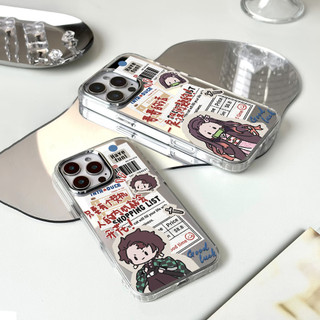 Ốp điện thoại báo Demon Slayer cho iPhone 16 / 15 / 14 / 13 / 12 / 11 / PRO MAX / MINI / PLUS / X / XR gương chống rơi và chống sốc Vỏ bảo vệ lỗ lớn