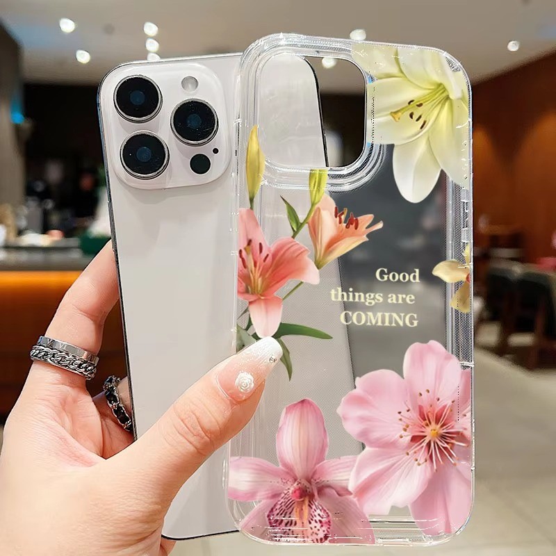 Dành Cho iPhone 16 15 17 Pro Max 11 13 14 12 Pro Cho iPhone 16e 7 8 Plus XS Max X XR SE2022 Hoa Lily In Trong Suốt Chống Sốc Mềm