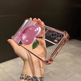Thích hợp cho Ốp điện thoại OPPO Reno12 Pro Thiết kế pha lê Apple Đơn giản Nhỏ trong suốt Chất liệu TPU trong suốt Giá cả phải chăng Chống sốc Chống trượt Chống rơi