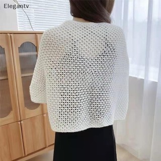 EGN Mùa Hè Nữ Màu Trơn Rỗng Ra Dài Tay Dệt Kim Rời N