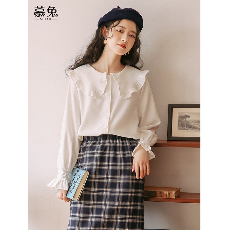 Mutu Preppy Phong Cách Áo Sơ Mi Trắng Dài Tay Nữ Mùa Xuân 2026 Thiết Kế Phong Cách Mới Niche Top