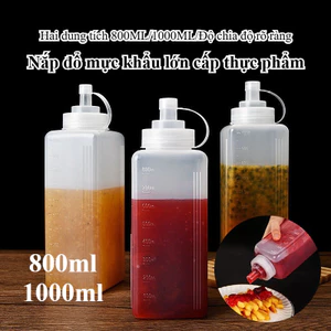 Chai nhựa đựng sốt vuông (800ml/1000ml),Chai nhựa mứt đường kính lớn,Chai nhựa có nắp đậy để bụi