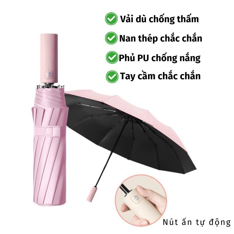 Ô Dù Che Mưa Ô Đi Nắng Gấp Gọn TỰ ĐỘNG 2 Chiều, Dù Chống Nắng Cầm Tay 3 Lớp Chống Tia UV