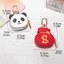 QEARY Panda Móc Khóa, Dây Kéo Dễ Thương Da PU Mặt Dây Chuyền, Túi Đựng Tiền Xu Thời Trang Phong Cách Ví Túi Đựng Tiền Móc Khóa Nữ