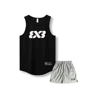 3x3 Basketball Vest Shorts 4 Pants American Sports Suit Summer Quick-Drying Breathable Vest below the Knee Tide Shorts 72QS