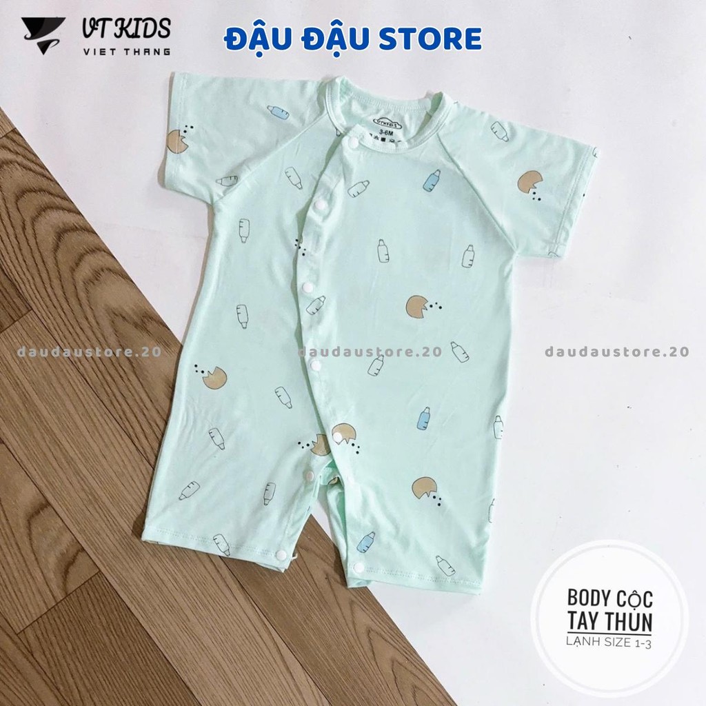 Set 2-3 Body Cộc Tay Màu VT Thun Lạnh Cúc Bấm Vạt Chéo Sơ Sinh mềm mịn cho bé trai bé gái 3-9kg VT-BDC03 Đậu Đậu Store