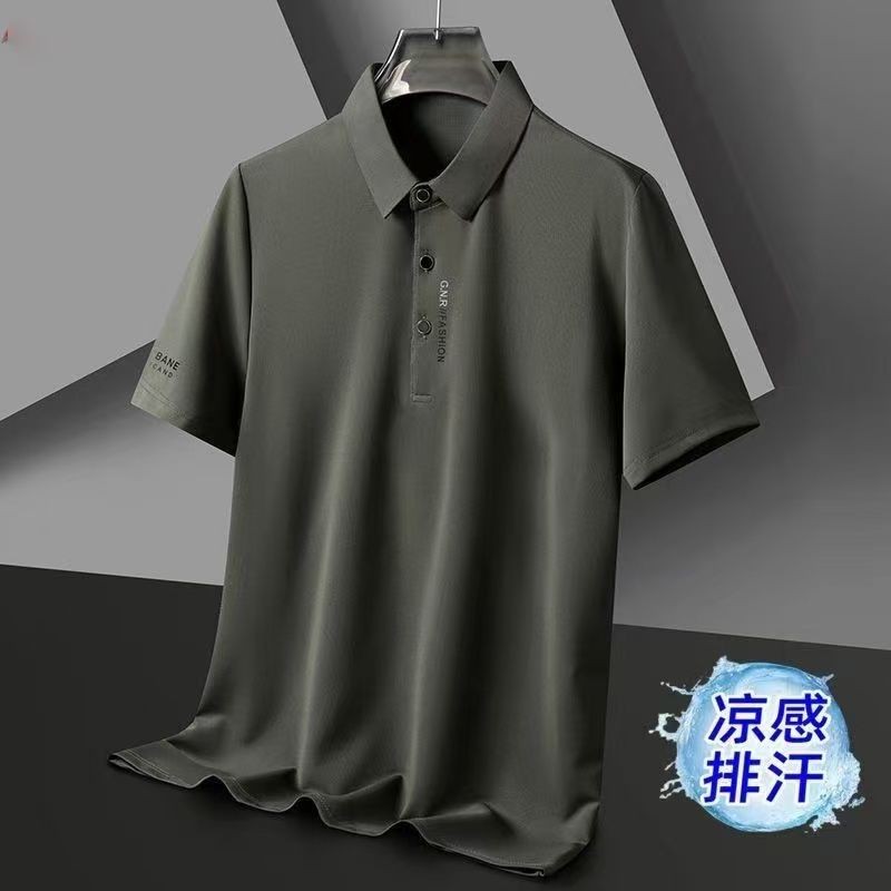 Nam Áo Polo Băng Lụa thoáng khí cổ ngắn, thời trang mùa hè