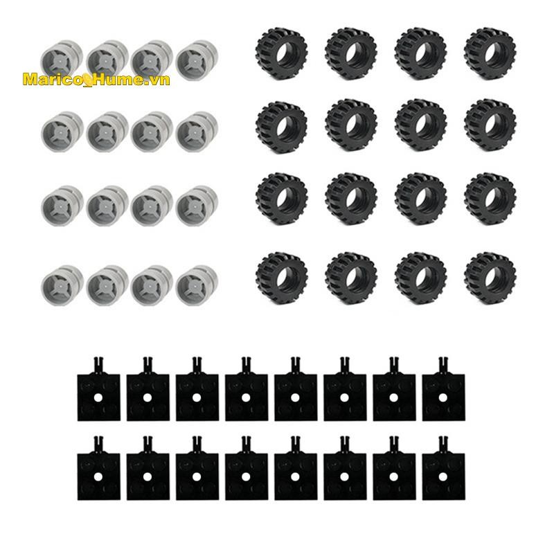 48 Chiếc Bánh Xe Mini Trục Gói Khối Phụ Kiện Ô Tô Lốp Trung Tâm Cổ Điển Gạch Xây Dựng Trẻ Em DIY Đồ Chơi Khối Nhựa Phần Cho Trẻ Em