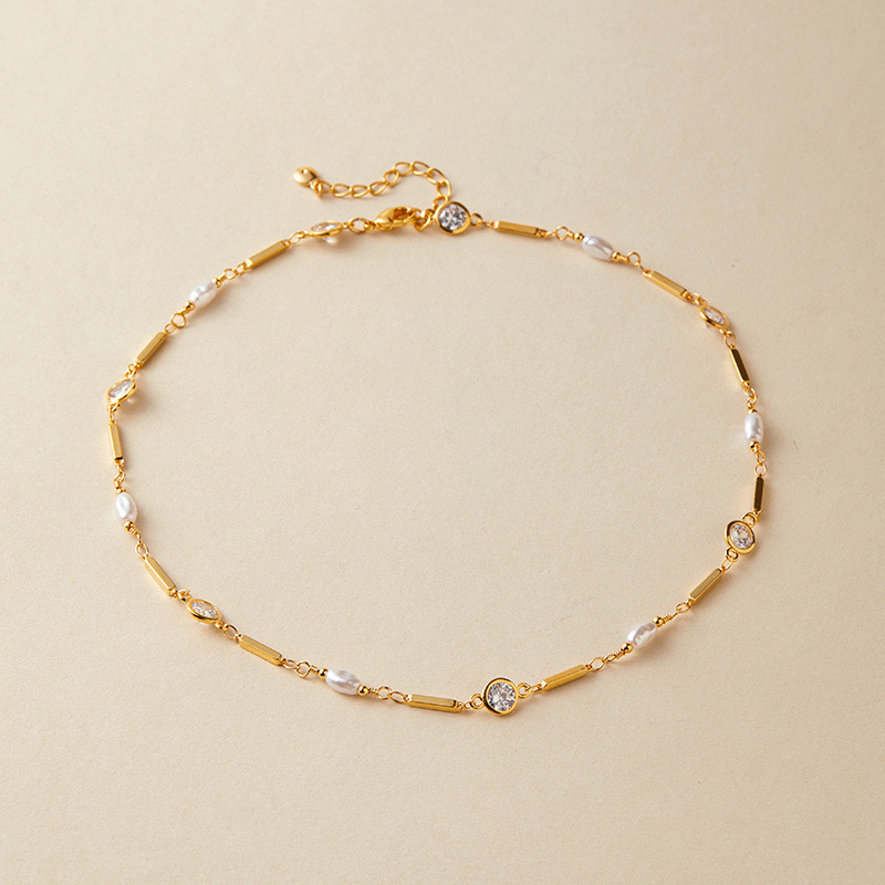Vòng cổ zirconia vàng tối giản, xếp lớp - Hợp thời trang làm quà tặng