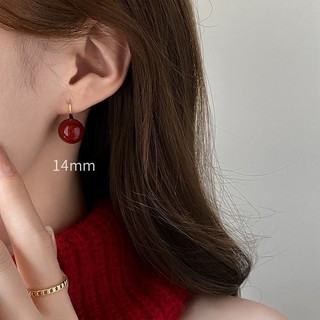 Bông TAI Ngọc Trai Đỏ Hàn Quốc 12-16mm, Phong Cách Retro Sang Trọng
