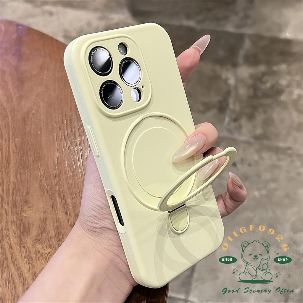 Macaroon Skin Sense Bracket Ốp điện thoại từ tính iphone16 Pro Max 15 14 13 12 11 vỏ cho vỏ iPhone Vỏ mềm silicon TPU chống sốc