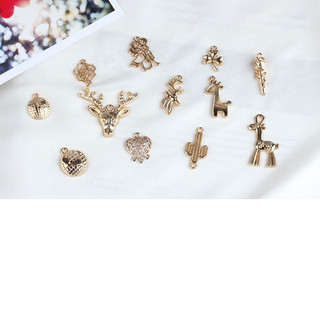 Phụ kiện trang sức bông tai DIY Bông Tai Bông tai hợp kim Hàn Quốc hình học xương rồng Hươu bông hoa Vật liệu mặt dây chuyền