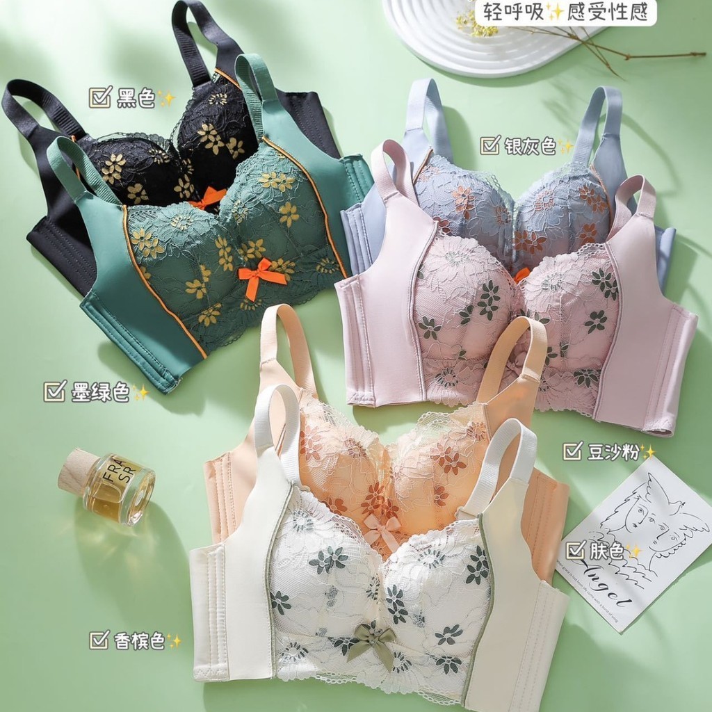 Bộ ngực nhỏ dày và tập hợp loại điều chỉnh chống chảy xệ để đóng bên ngực ren gợi cảm áo ngực lót nữ