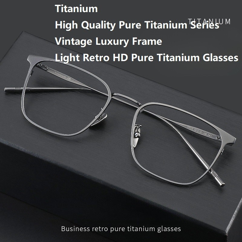 Half titanium glasses frame torus men's retro casual half titanium anti  blue light flat mirror 9921