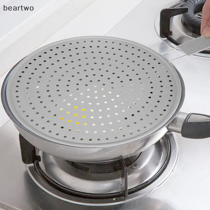 < Beartwo > Màn hình mạ silicon có tay cầm Dầu chịu nhiệt Splash Guard Drain Board Cover Kitchen Frying Pan Nắp Dụng cụ nấu ăn Đẹp