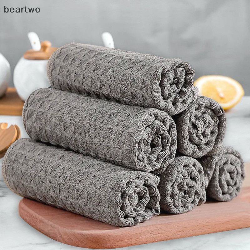 < Beartwo > Khăn lau bát đĩa Khăn lau tay siêu mềm thấm hút Khăn lau nhà bếp gia dụng Dụng cụ vải làm sạch đẹp